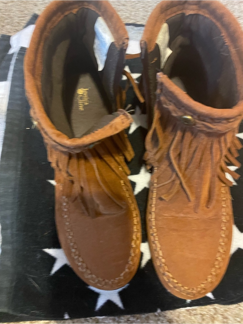 Celine Brown Suede Fringe Ankle Boot Moccasins